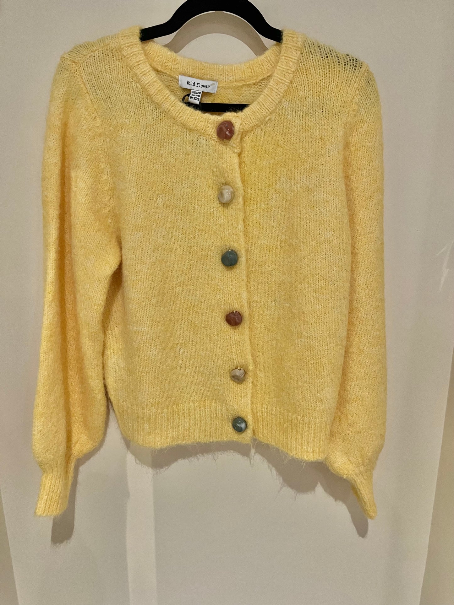 Butter Yellow Pebble Button Cardigan