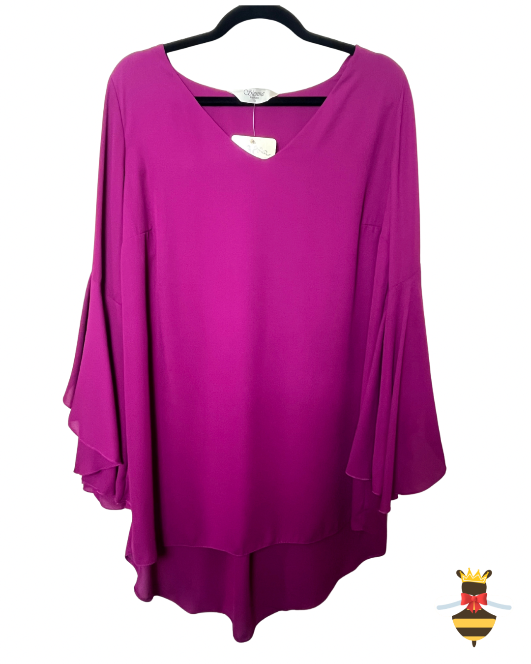 Magenta Flared Sleeve Blouse