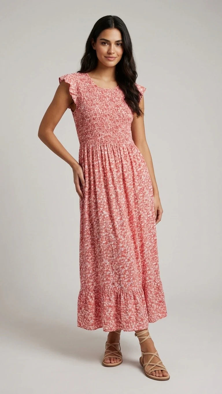 Apple Green Ditsy Print Maxi Dress