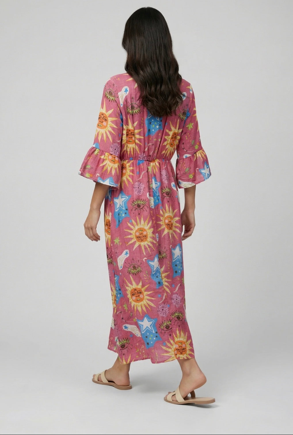 Pink Cosmic Cotton Maxi Dress