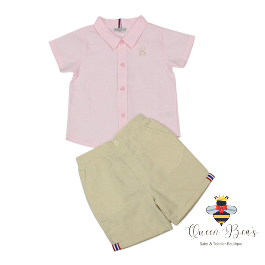 Pink Teddy Monogram Shirt and Shorts