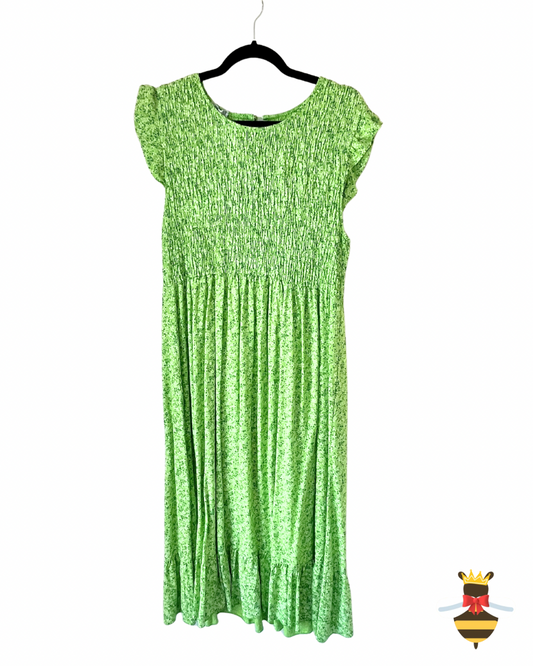 Apple Green Ditsy Print Maxi Dress