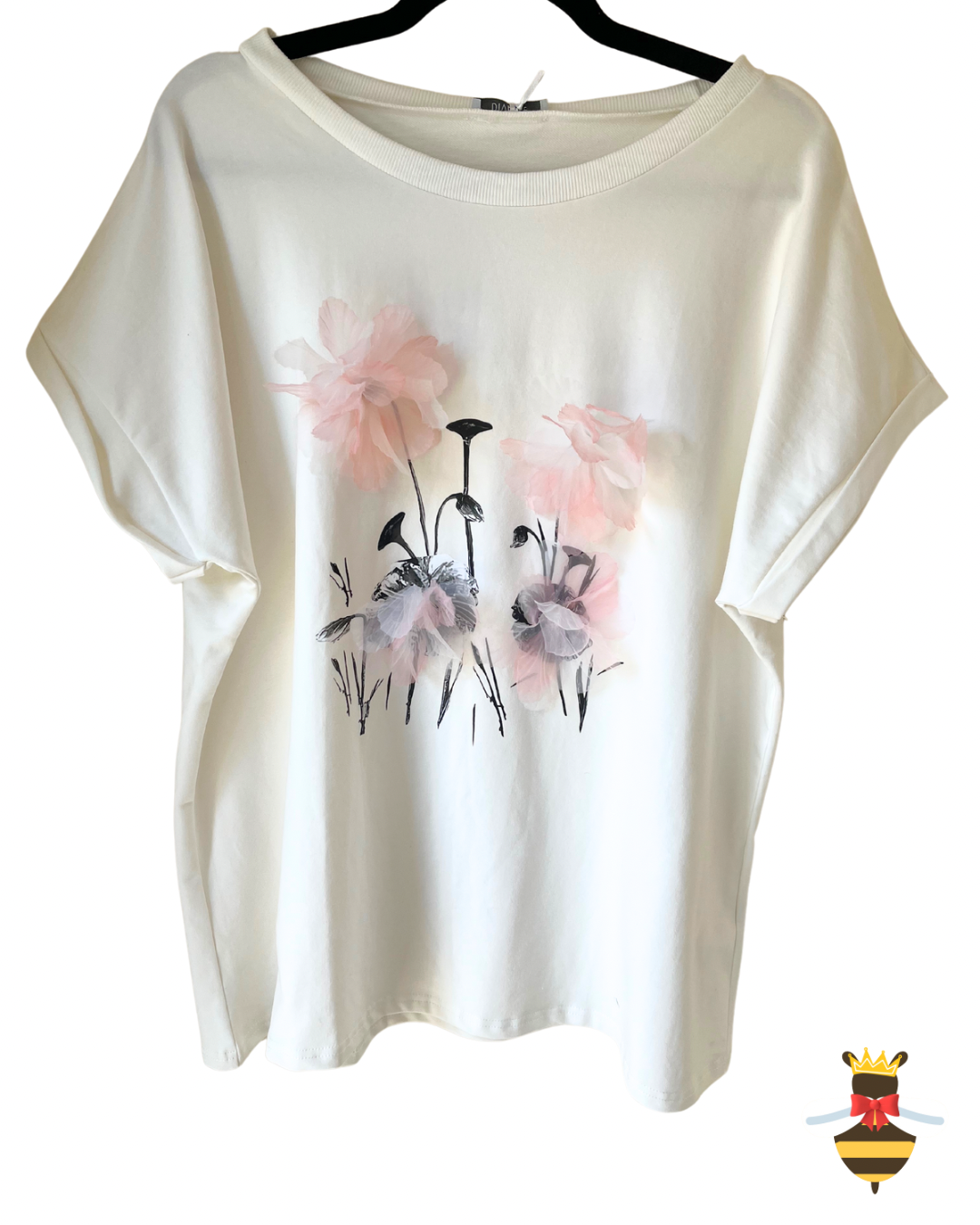 White 3D Flower T-shirt