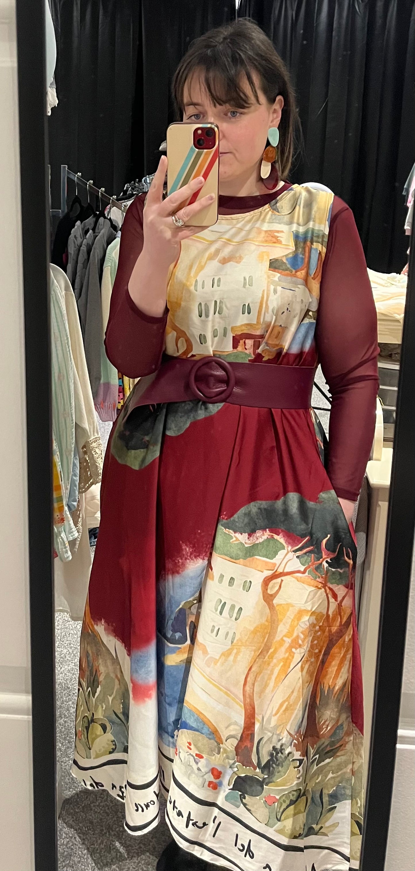Peach Mediterranean Print Satin Style Maxi