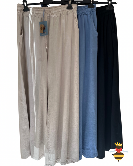 Cotton & Linen Wide Leg Trousers