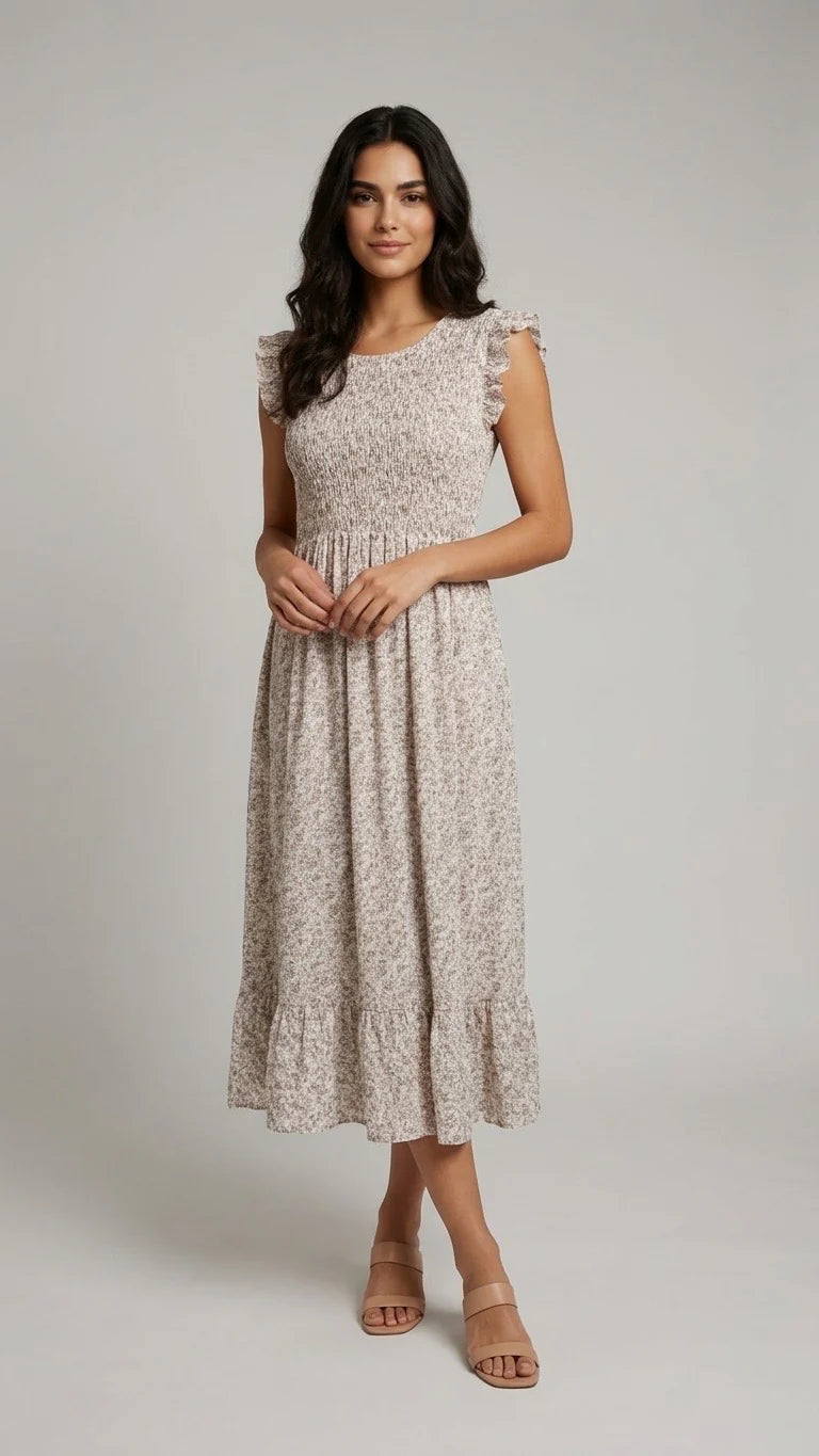 Bubblegum Pink Ditsy Print Maxi Dress
