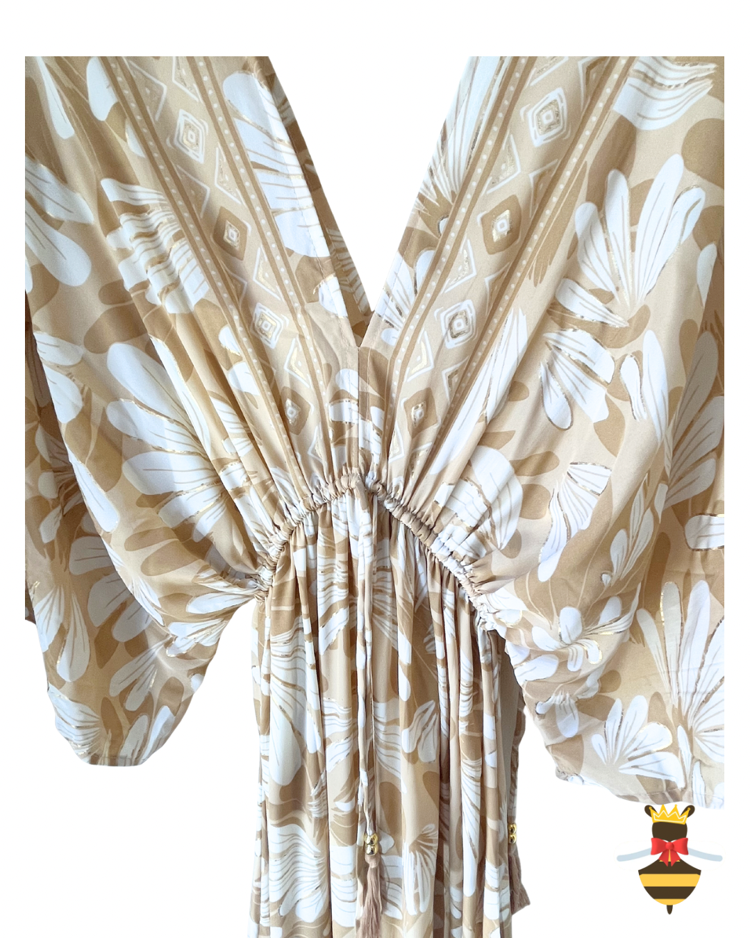 Caramel Petal Print Maxi Dress
