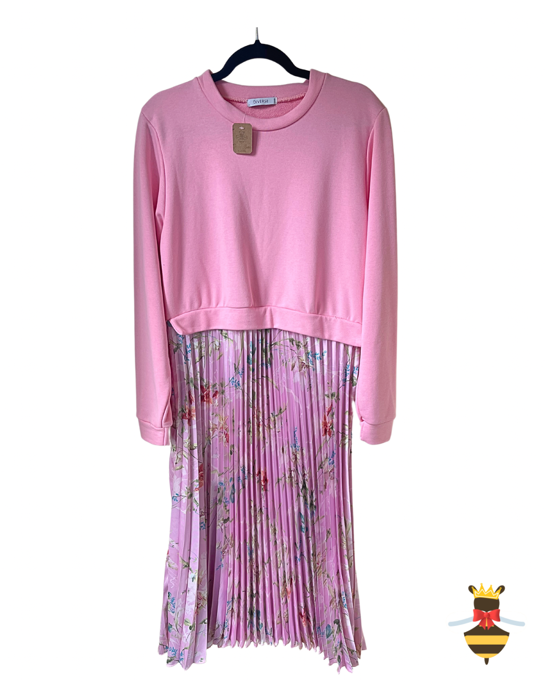 Floral Satin Pleated Jumper Dress
