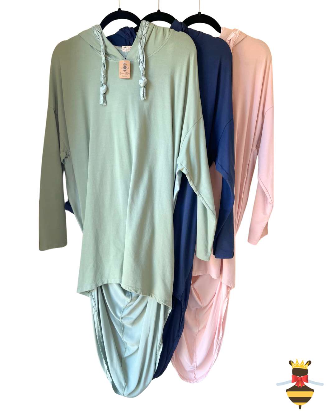Satin Draped Hooded Tops