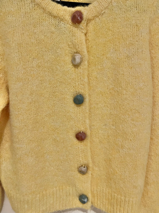 Butter Yellow Pebble Button Cardigan