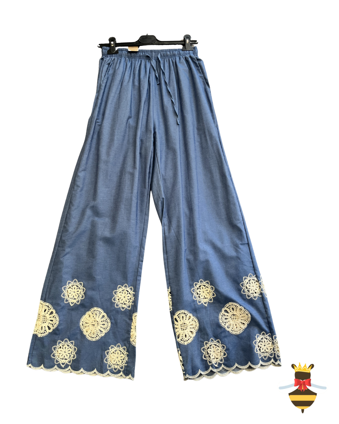 Cotton Wide Leg Crochet Cut Out Trousers