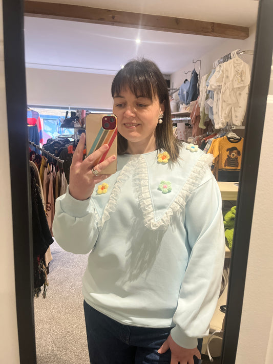 Lace Oversized Collar Sweatshirt