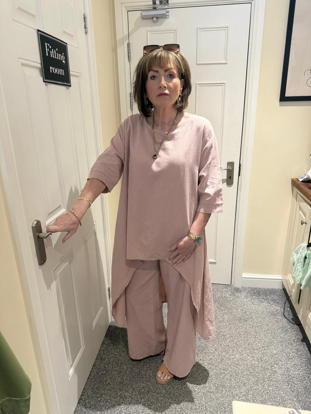 Dusty Pink Dipped Hem 2 Piece