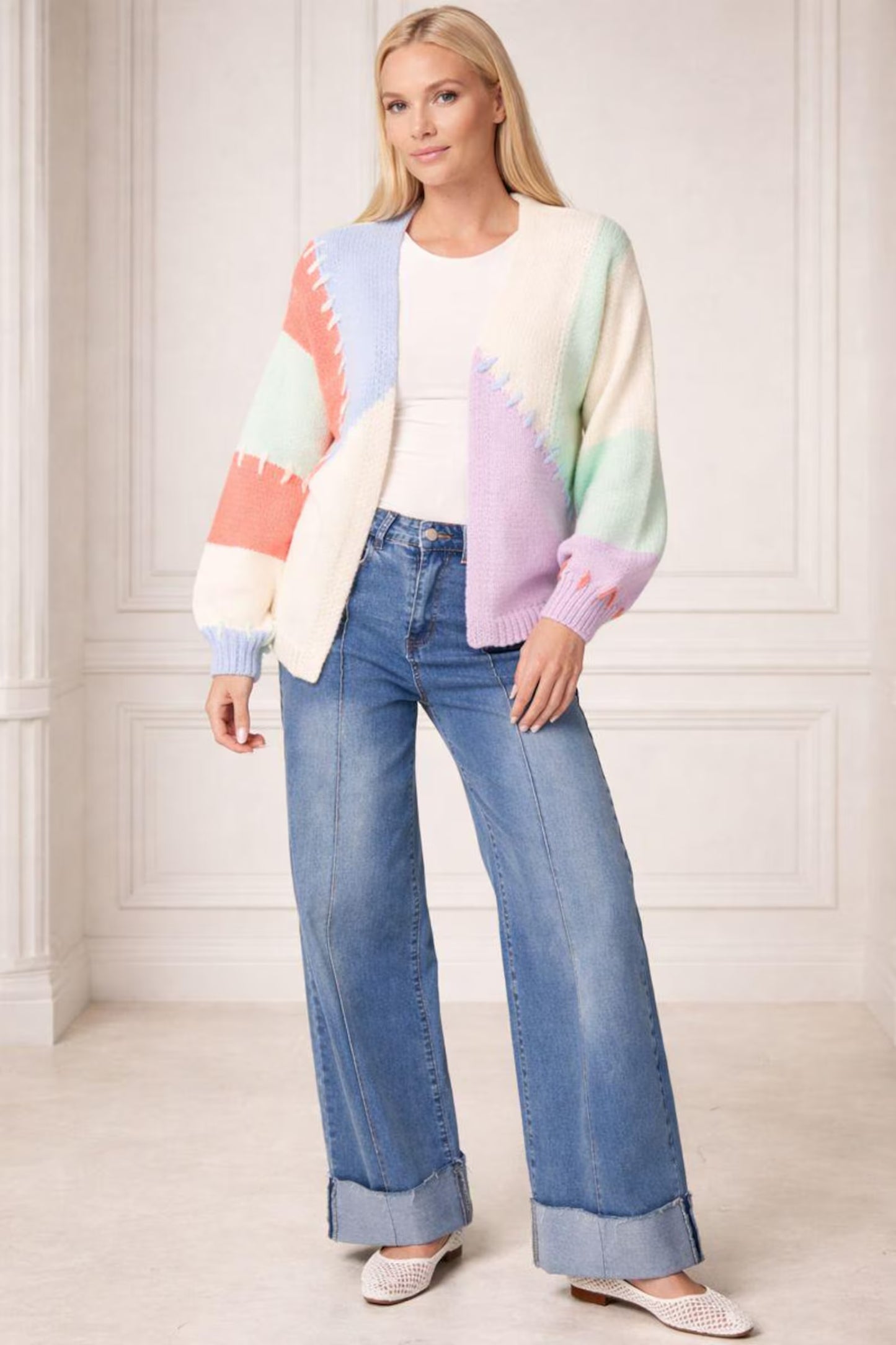 Pastel Colour Block Cardigan