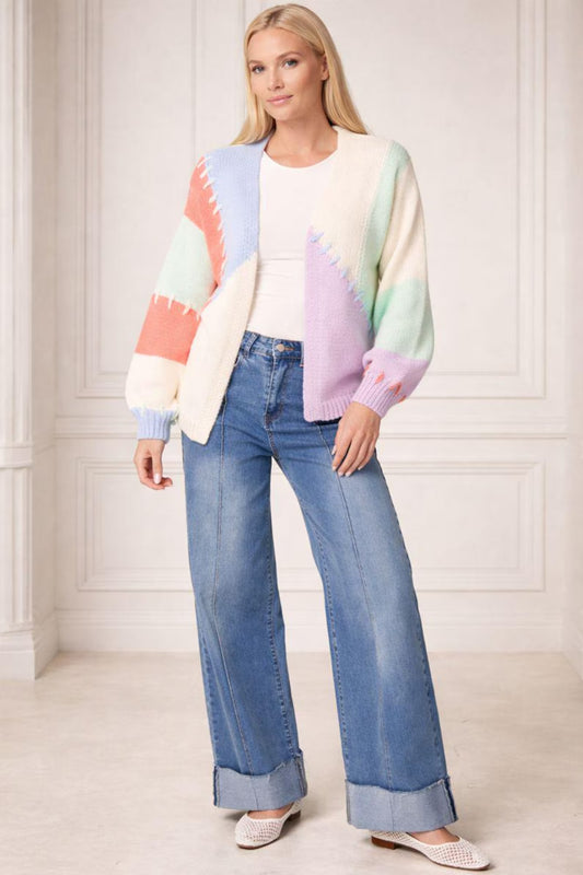 Pastel Colour Block Cardigan