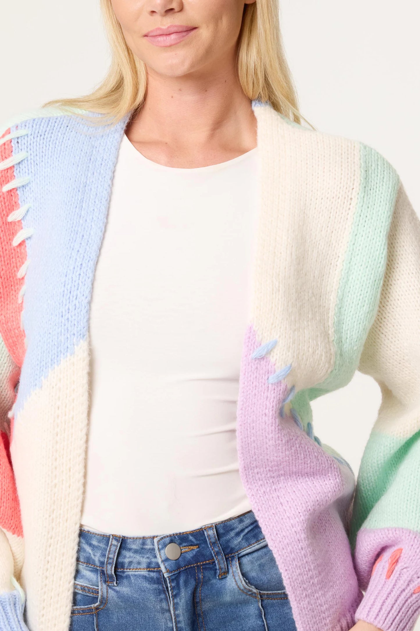 Pastel Colour Block Cardigan